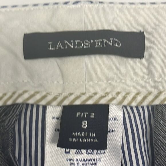 Land’s End Blue and White Vertical Striped Fit 2 Cropped Cotton Blend Pants- Siz - Picture 11 of 13